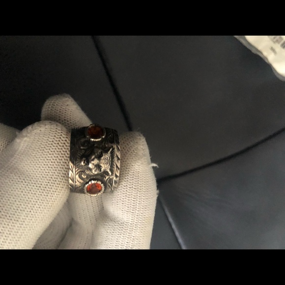 Gucci tiger head sterling sliver ring with stone - Picture 2 of 9